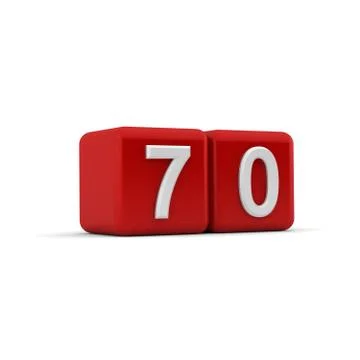 Red 3d block with number seventy Stock Illustration