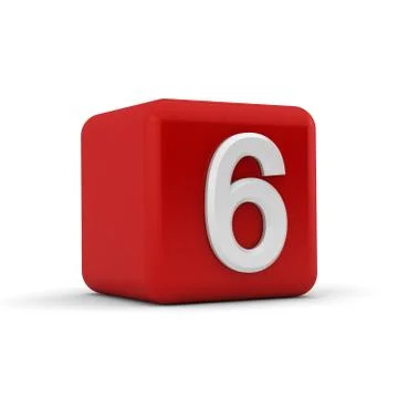 Red 3d block with number six Stock Illustration