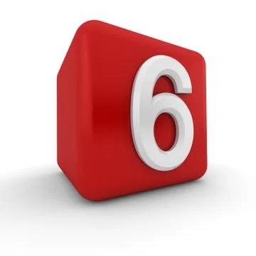 Red 3d block with number six Stock Illustration