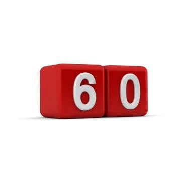 Red 3d block with number sixty Stock Illustration