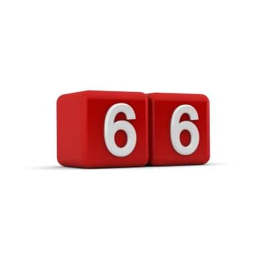 Red 3d block with number sixty six Stock Illustration