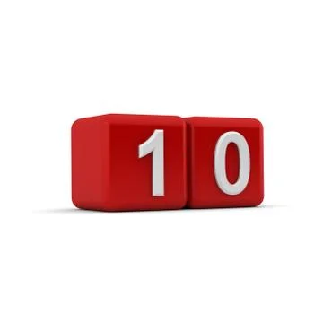 Red 3d block with number ten Stock Illustration