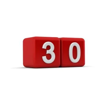 Red 3d block with number thirty Stock Illustration