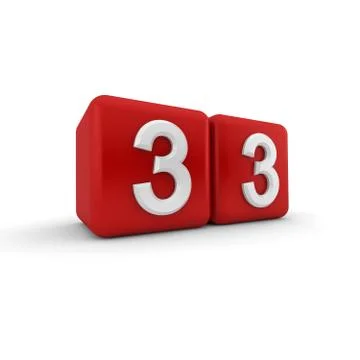 Red 3d block with number thirty three Stock Illustration