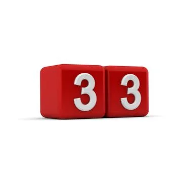 Red 3d block with number thirty three Stock Illustration