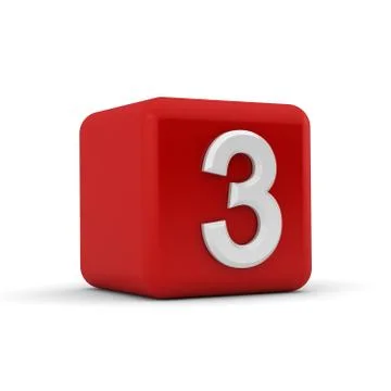 Red 3d block with number three Stock Illustration