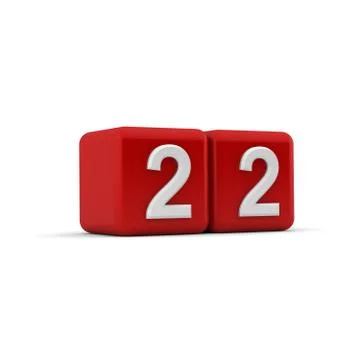 Red 3d block with number twenty two Stock Illustration