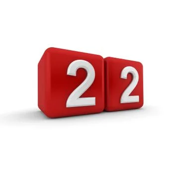 Red 3d block with number twenty two Stock Illustration