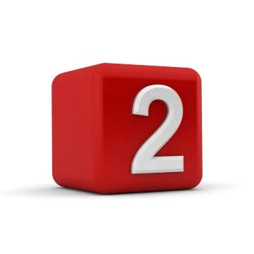 Red 3d block with number two Stock Illustration