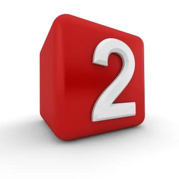 Red 3d block with number two Stock Illustration