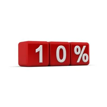 Red 3d block with ten percent text Stockillustratie