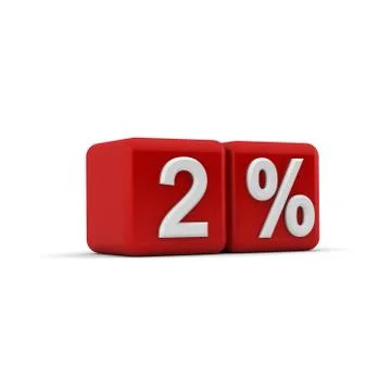 Red 3d block with two percent text Stock Illustration