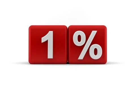 Red 3d blocks with 1 percent Stock Illustration
