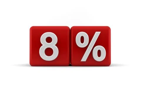 Red 3d blocks with 8 percent Stock Illustration