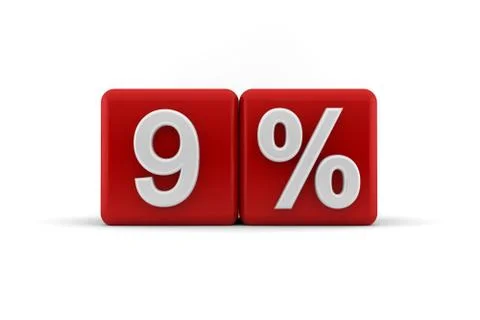 Red 3d blocks with 9 percent Stock Illustration