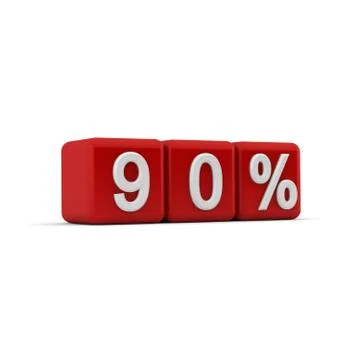 Red 3d blocks with 90 percent Stock Illustration
