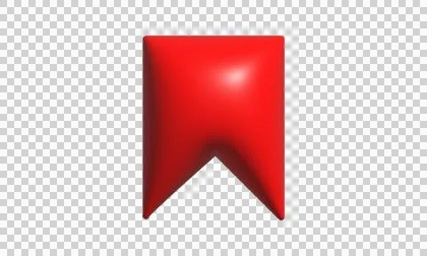 Red 3D bookmark icon. Glossy digital save button for web interface design. Stock Illustration