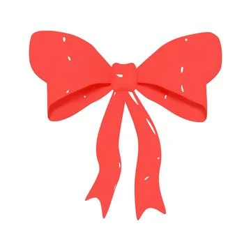 Red 3D bow with plastic effect. Bow in cute doll style. Vector illustration Stock Illustration