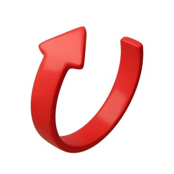 Red 3d circle arrows up direction. Arrow sign or icon for web button and Stock Illustration