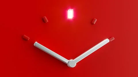 Red 3d Clock Time 10 o Clock and Ten past ten pm am Silver needle backlit d.. Stock Photos