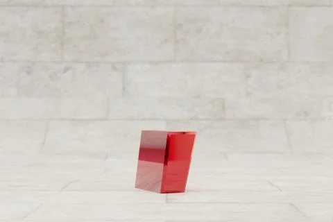 Red 3d coma symbol. Glossy red metallic sign on stone tile background. 3d ren Ilustração Stock