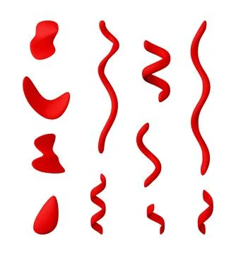 Red 3d confetti ribbons set. Stock Illustration