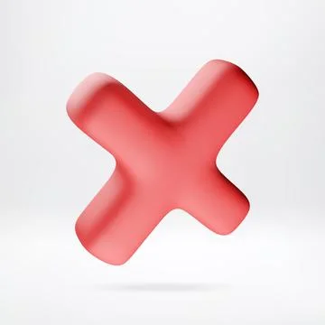 Red 3d cross mark sign isolated on white. Stockillustratie