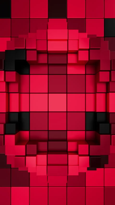 Red 3D Cubic Block Wall Vertical Background with Seamless Pulsating Loop. 3D 库存影片 335763103