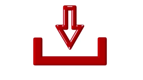 Red 3D Download Icon with Arrow Pointing Downwards on animated White Backgr.. Stock Footage 332706560