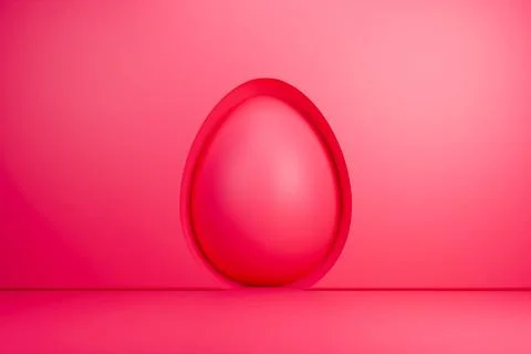 Red 3D Easter egg in a circular wall niche background. Stock Illustration