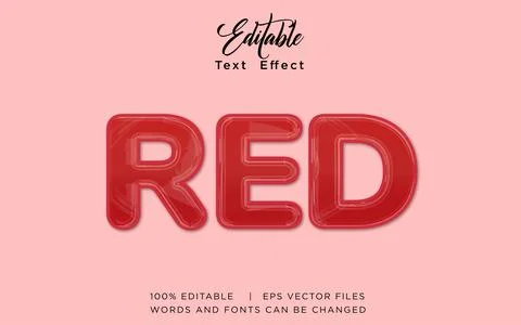 Red 3D Editable Text Effect Vector Design Stock Illustration