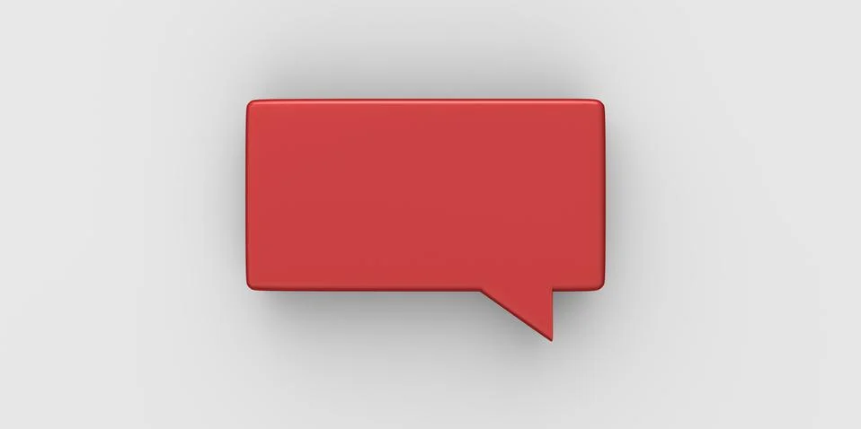 Red 3D Empty speech bubble on a grey gray background Stockillustratie