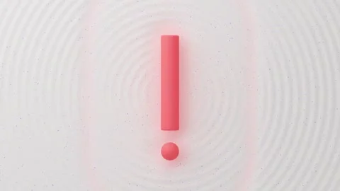 Red 3D exclamation mark on a speckled white background with ripple pattern Stock Footage 287861173