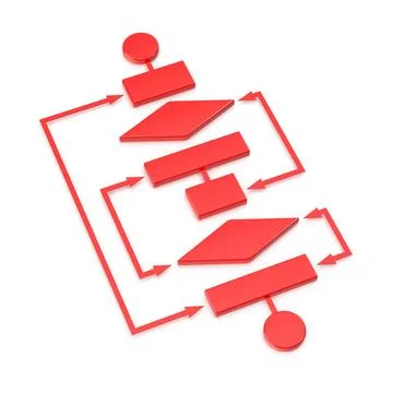 Red 3D Flowchart Diagram Illustrating Process and Steps 스톡 일러스트