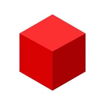 Red 3d Geometric Cube Icon Stock Illustration