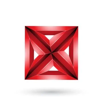 Red 3d Geometrical Embossed Square and Triangle X Shape Vector Illustration Stockillustratie