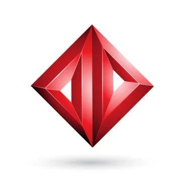 Red 3d Geometrical Embossed Triangle Diamond Shape Vector Illustration Stockillustratie