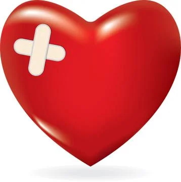 Red 3d heart with crossed plaster Stock Illustration