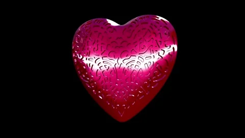 Red 3D Heart Rotating Animation Loop with Alpha Channel Stock Footage 341816984