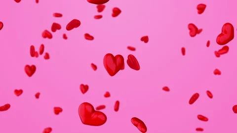 Red 3D Hearts On Pink Background Loop Stock Footage 170194691