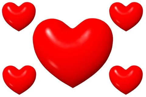 Red 3d hearts on white Stock Illustration