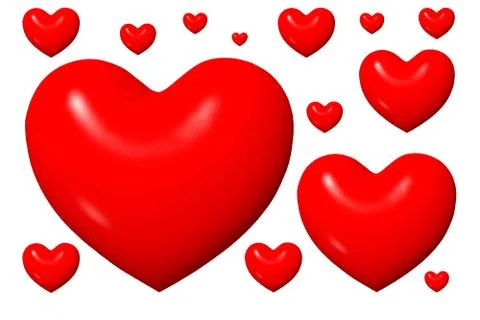 Red 3d hearts on white Stock Illustration