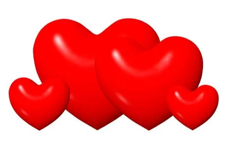 Red 3d hearts on white Stock Illustration