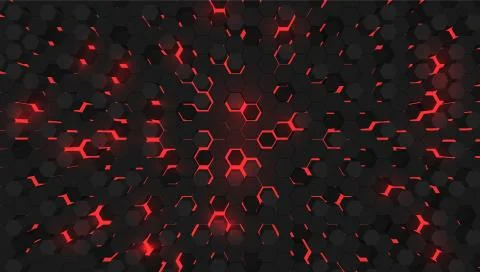 Red 3D hexagon tech background, vector illustration Stock Illustration