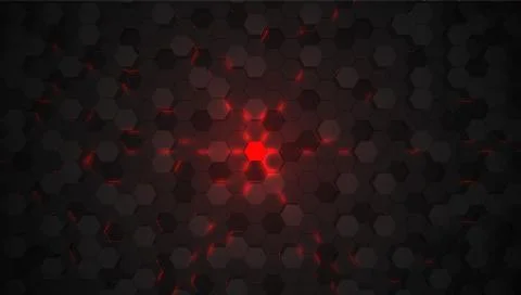 Red 3D hexagon tech background, vector illustration Stock Illustration