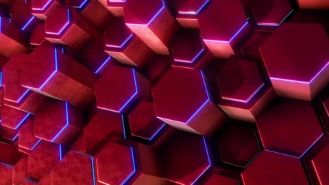 Red 3D Hexagons Looping Background Stock Footage 262631444