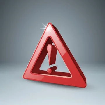Red 3d icon attention, danger. Stock-Illustration