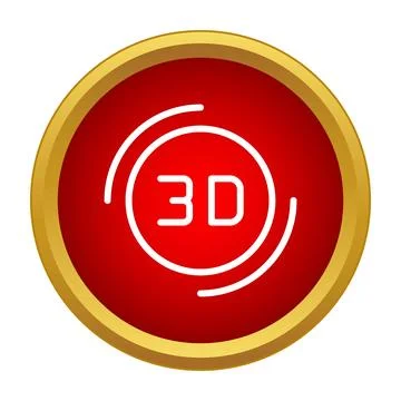 Red 3d icon button with golden border Stock Illustration