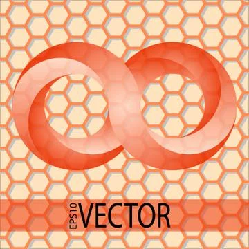 Red 3d infinity symbol on hexogonal background Stock Illustration