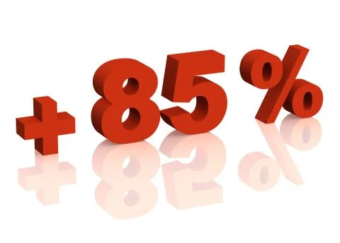 Red 3d inscription - plus of eighty five percent イラスト素材